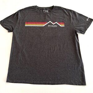 Columbia T-Shirt Tee Gray Striped Heathered Crew Neck L Mountain Casual Western